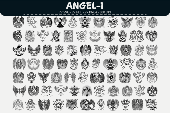 Angel Clipart Bundle – 77 Illustrations for Crafters