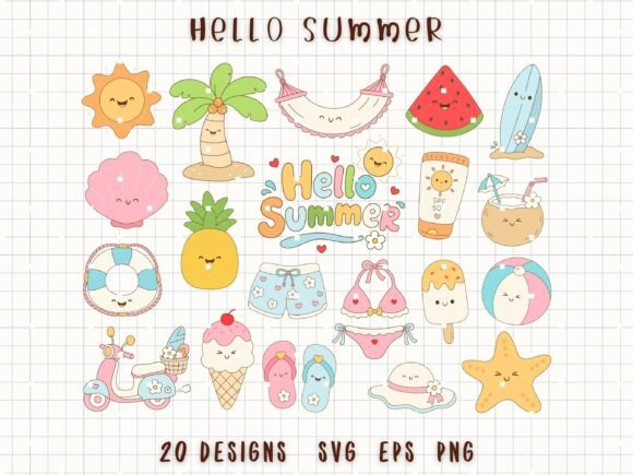 Beach Vacation Tropical Holiday Clipart: Graphics & Illustrations for Summer Branding