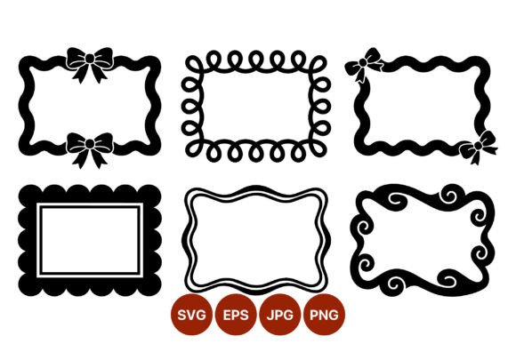 Black Decorative Frame Bow Set: Graphics & Illustrations for Creative Design
