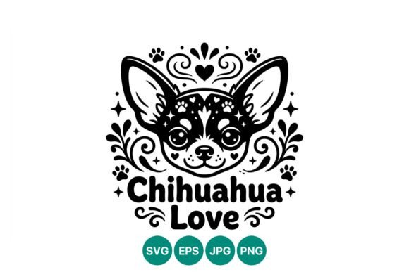 Chihuahua Love Decorative Black White Graphics