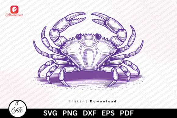 Cottagecore Ocean Vintage Crab SVG PNG