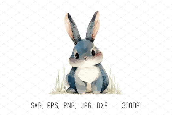 Cute Watercolor Rabbit Clipart for Graphics & Illustrations