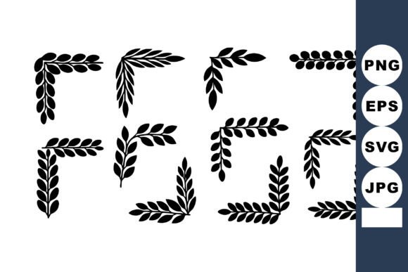 Decorative Black Wheat Corner Frames Vec: Graphics and Illustrations for Creative Design