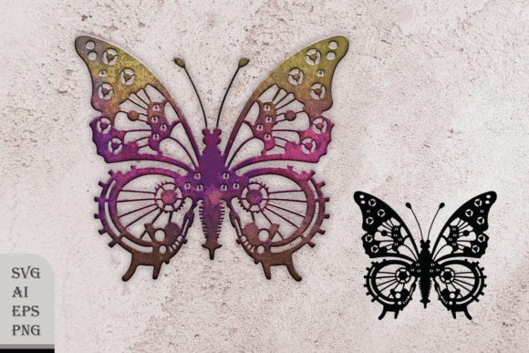 Decorative Steampunk Butterfly Graphics and Illustrations