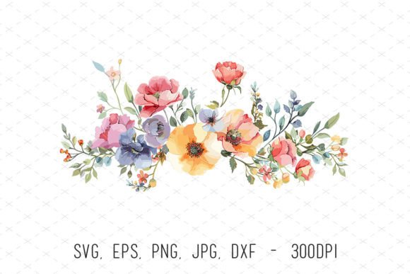 Decorative Watercolor Floral Border Svg Graphics