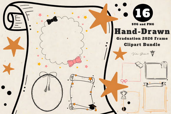 Graduation Frame SVG PNG Clipart Bundle: Graphics & Illustrations for Real Publishing