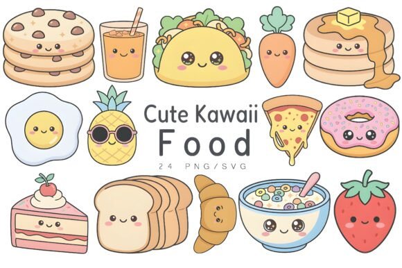 Kawaii Food Clipart Bundle: Graphics for Adorable Design
