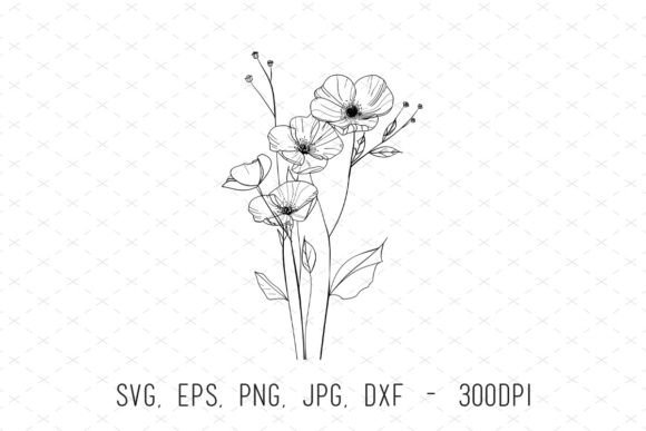 Line Drawing Flowers Vector Svg Clipart