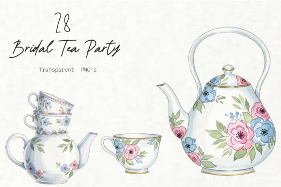 Summer Bridal Tea Party Clipart