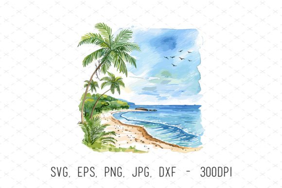 Watercolor Beach Coast Clipart Svg Png