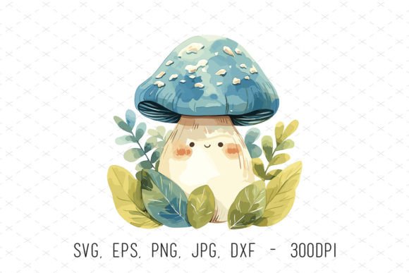 Watercolor Woodland Mushroom Kids PNG: Graphics for Creative Branding