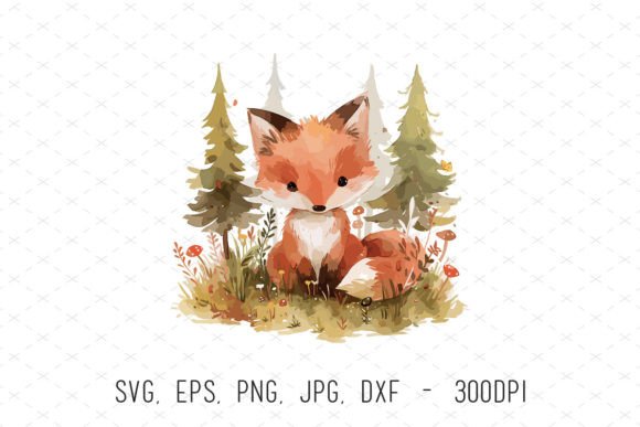Woodland Fox Watercolor Kids Clipart: Graphics for Creative Projects